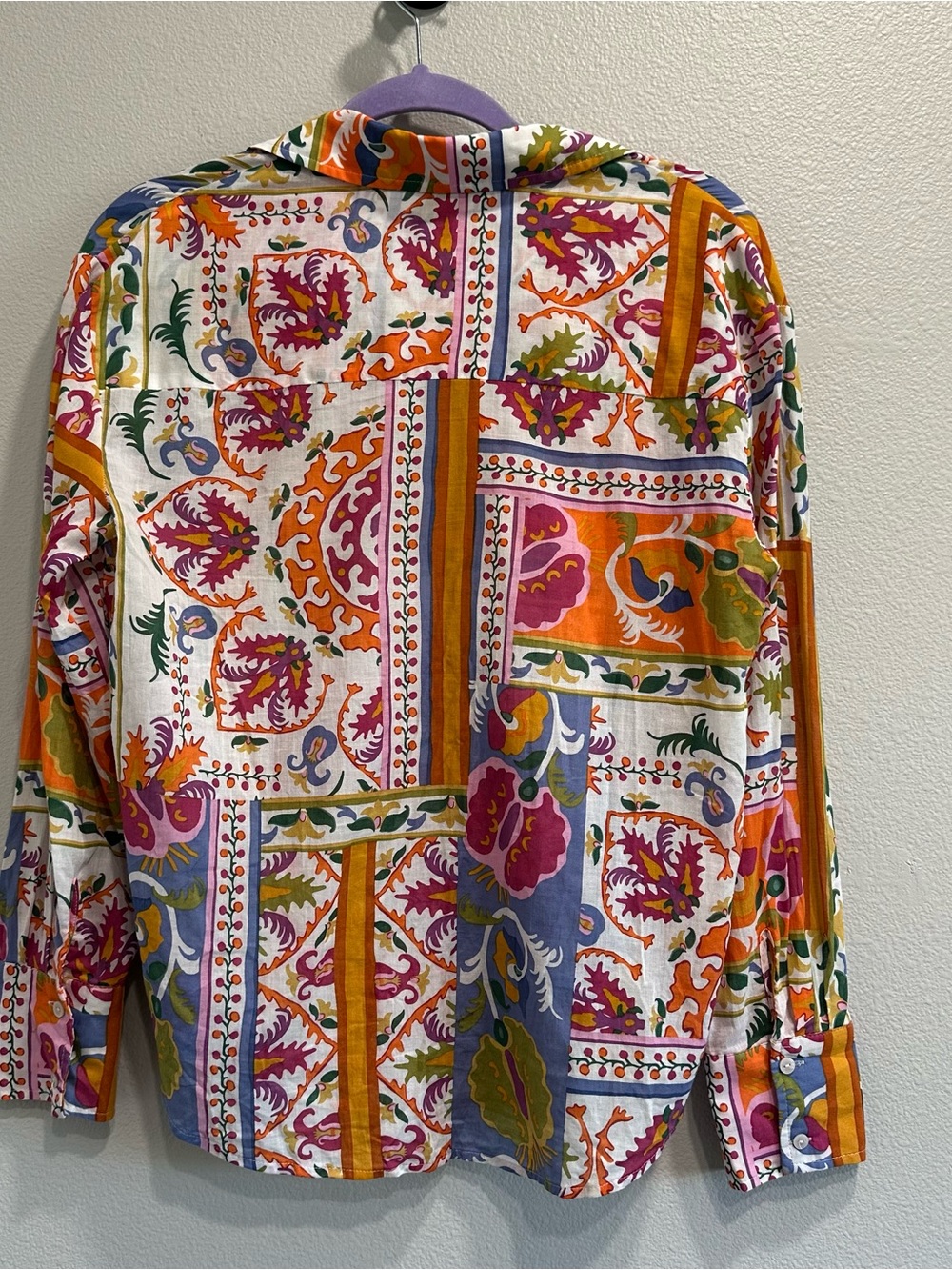 Calypso St.Barth Vibrant Multi-Color Printed Button-Up Blouse,cotton - Picture 6 of 7